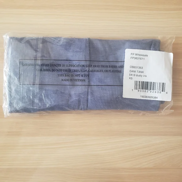 Free People Dani tank top dusty iris purple ribbed knit extra small XS NWT - Picture 6 of 6